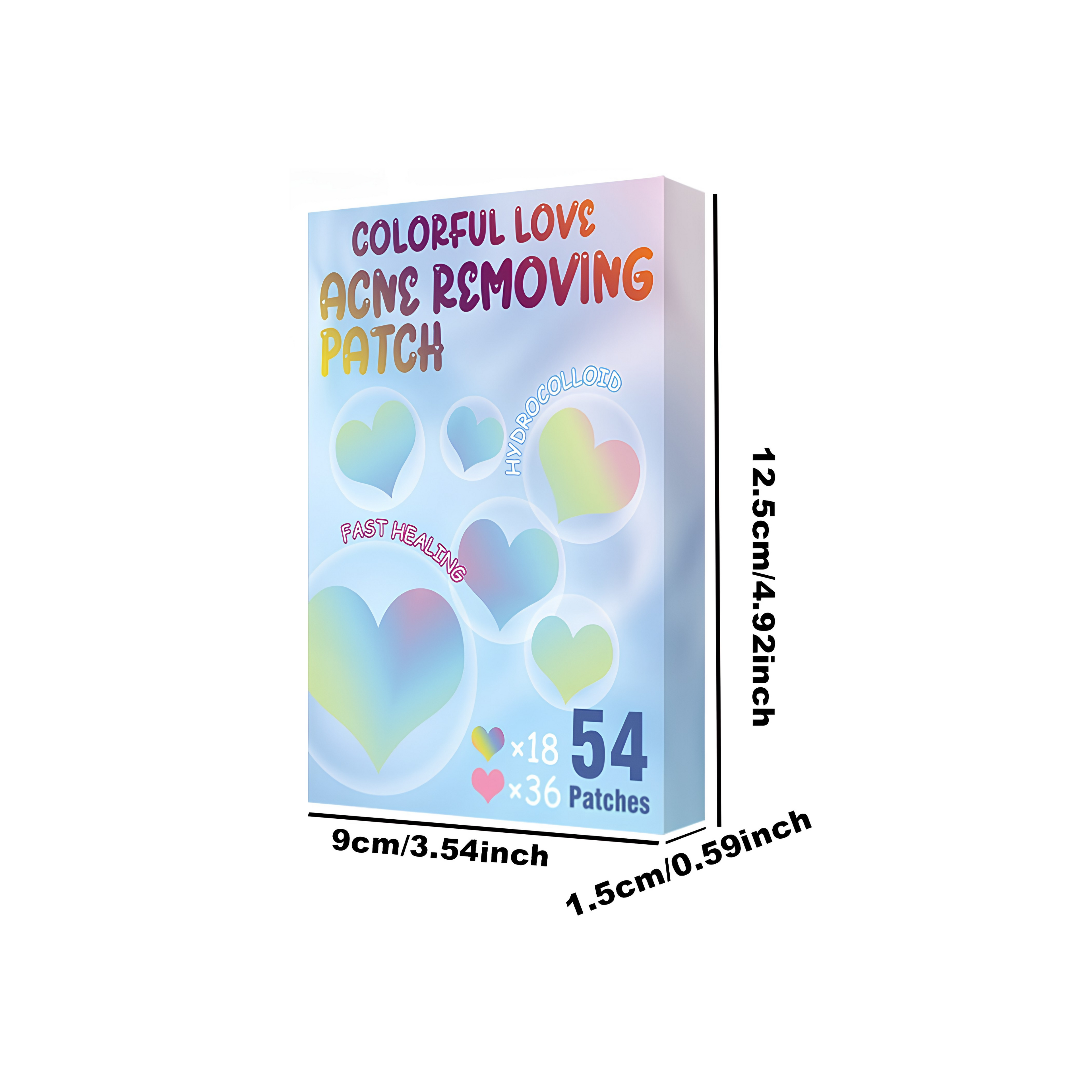 Colorful Heart Hydrocolloid Blemish Patches, 54 Counts, Skin Friendly Spot Care